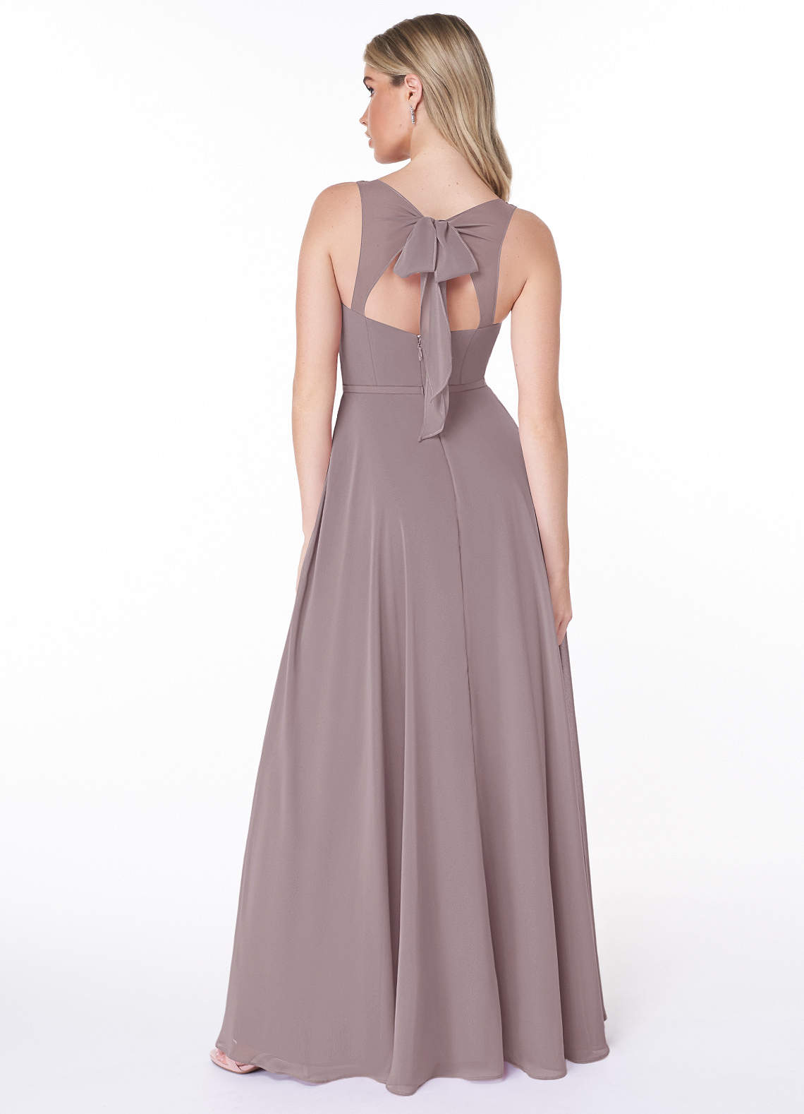 Azazie Briena Bridesmaid Dresses A-Line Bow Chiffon Floor-Length Dress image1