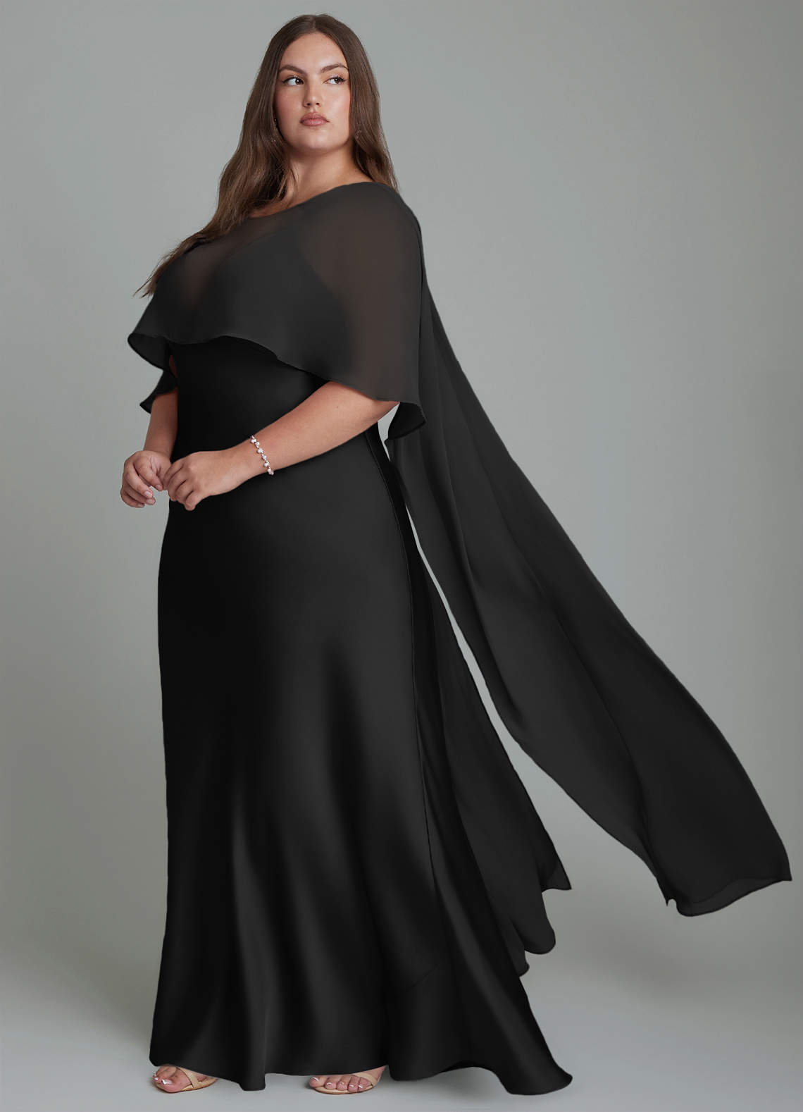 Azazie Stefania Bridesmaid Dresses Black A-Line Stretch Satin Dress image9