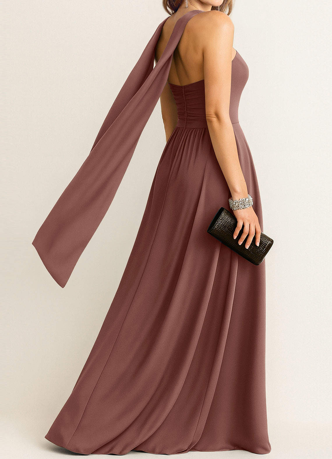 front Azazie Matching Color Stretch Satin Scarf