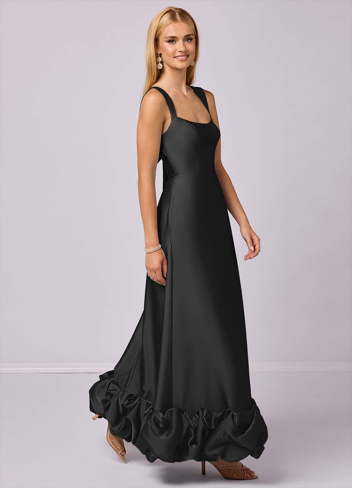 Barbie ♥ Azazie Bridesmaid Dresses A-Line Stretch Satin Ankle-Length Dress with Pockets image2