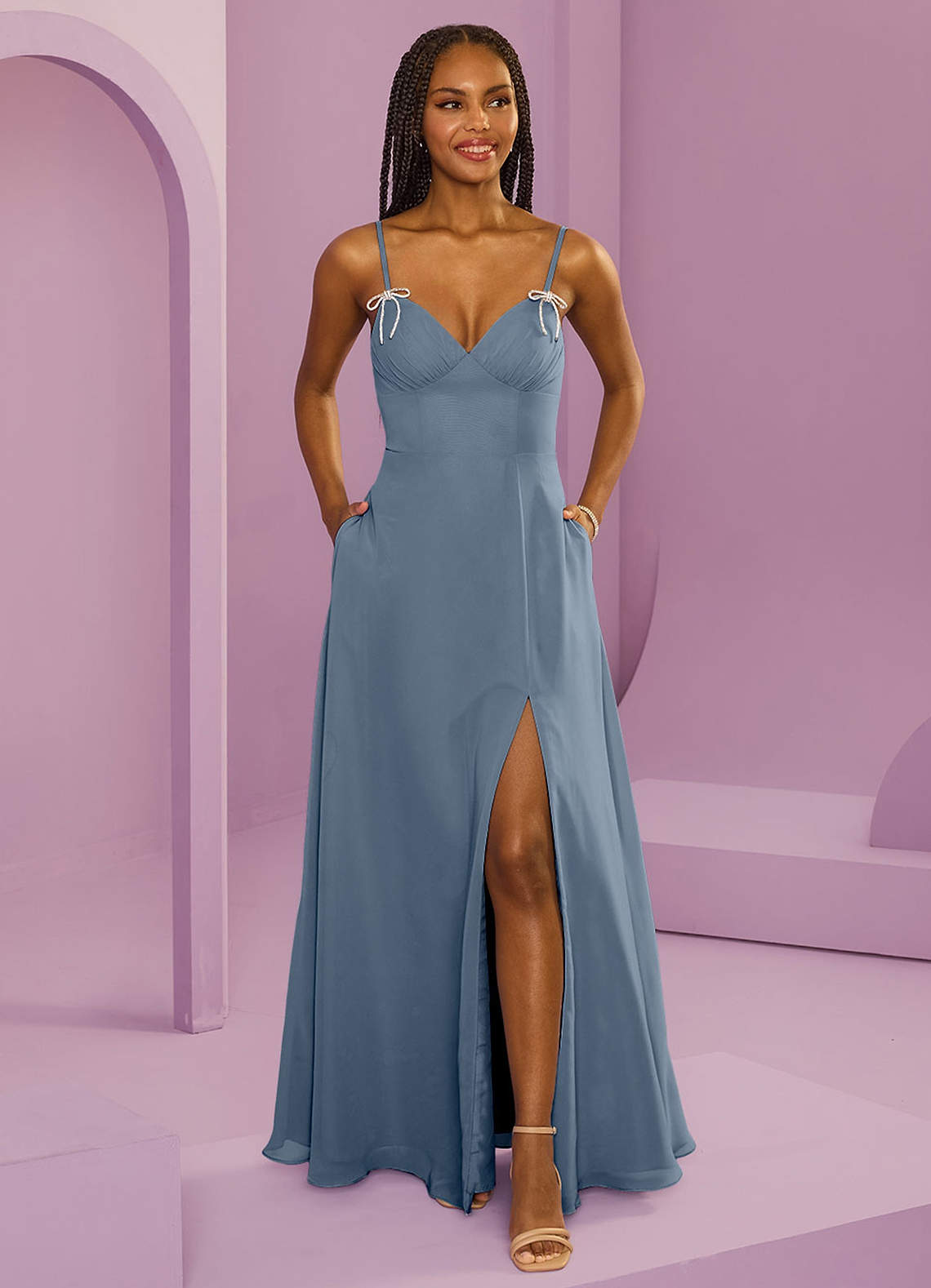 Barbie ♥ Azazie Bridesmaid Dresses Twilight A-Line with Pockets Chiffon Dress image1