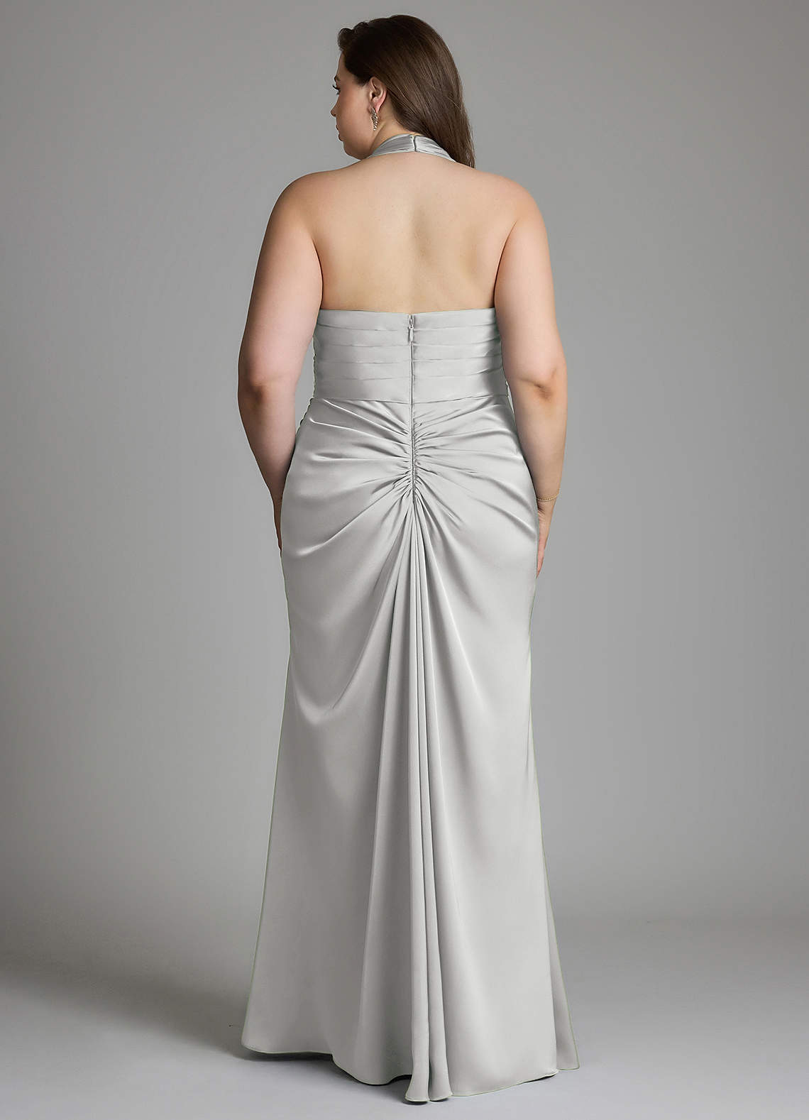 Azazie Destiny Bridesmaid Dresses Silver Mermaid Sweetheart Neckline Stretch Satin Dress image8