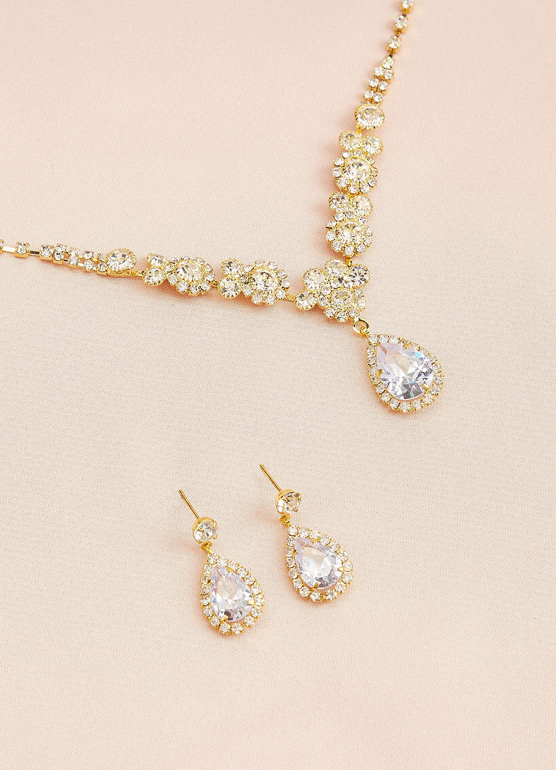 front Zirconia Teardrop Jewelry Set