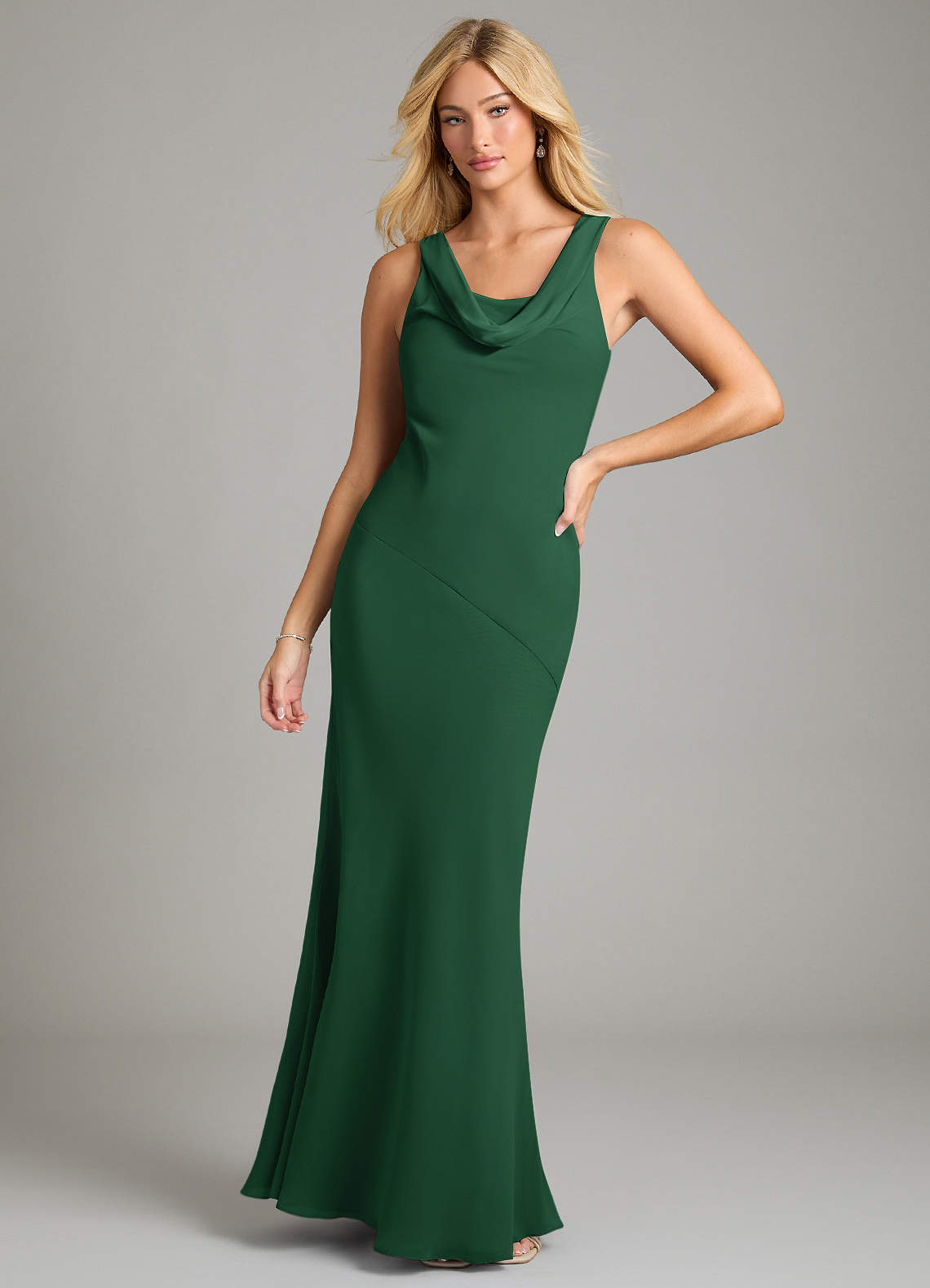 Azazie Rylina Bridesmaid Dresses Dark Green Mermaid Pleated Chiffon Dress image1