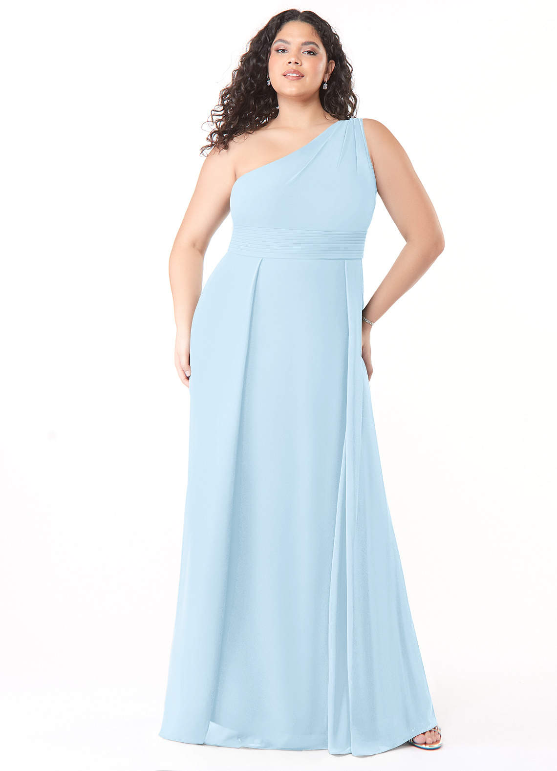 Azazie Dallas Bridesmaid Dresses Sky Blue A-Line One Shoulder Chiffon Dress image1