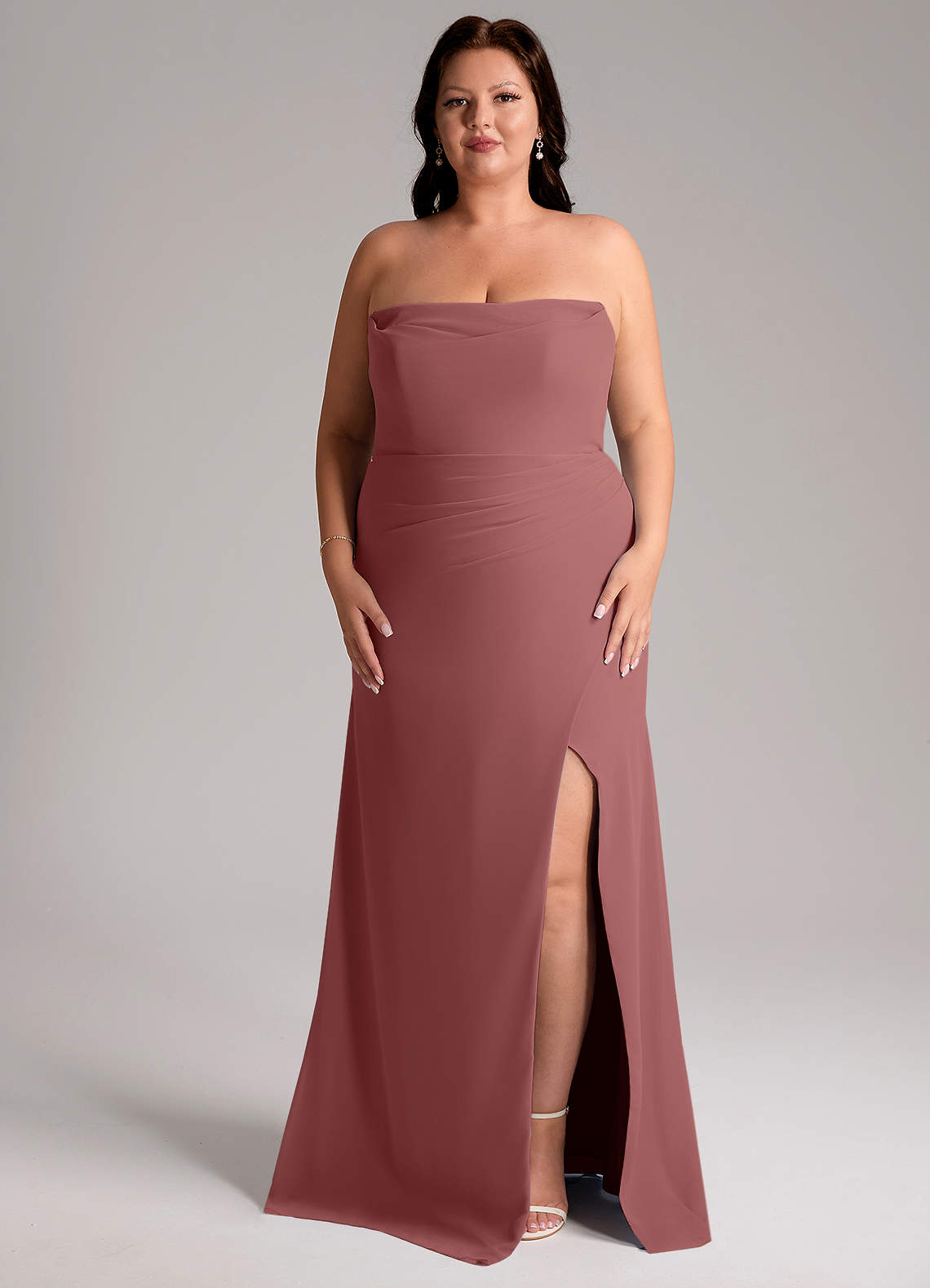 Azazie Leonis Bridesmaid Dresses Amethyst Sheath Strapless Chiffon Convertible Dress image10