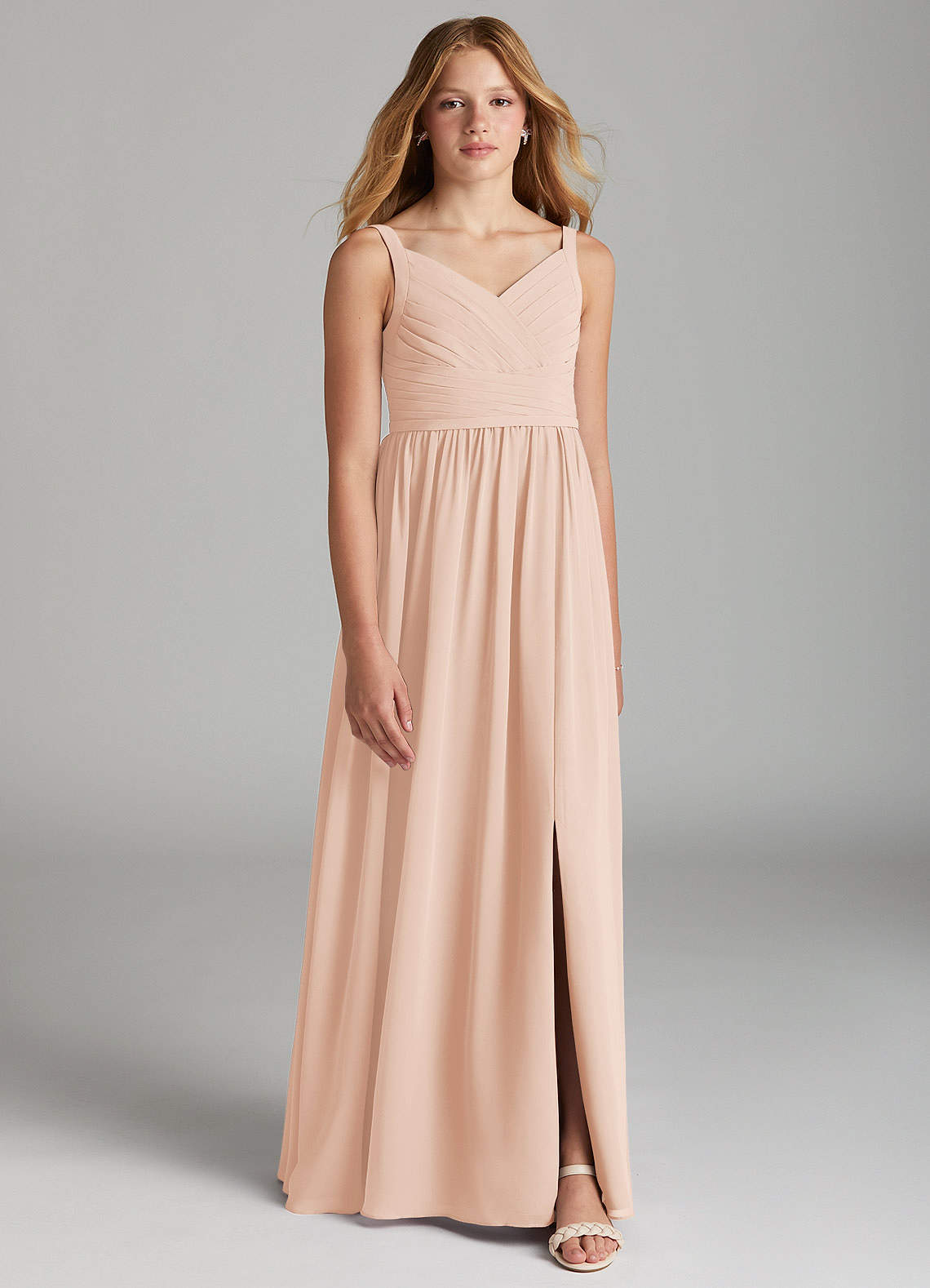Azazie Chanel Junior Vestido de Rosa Inglesa de Gasa de Corte En A con Escote de Corazón image1