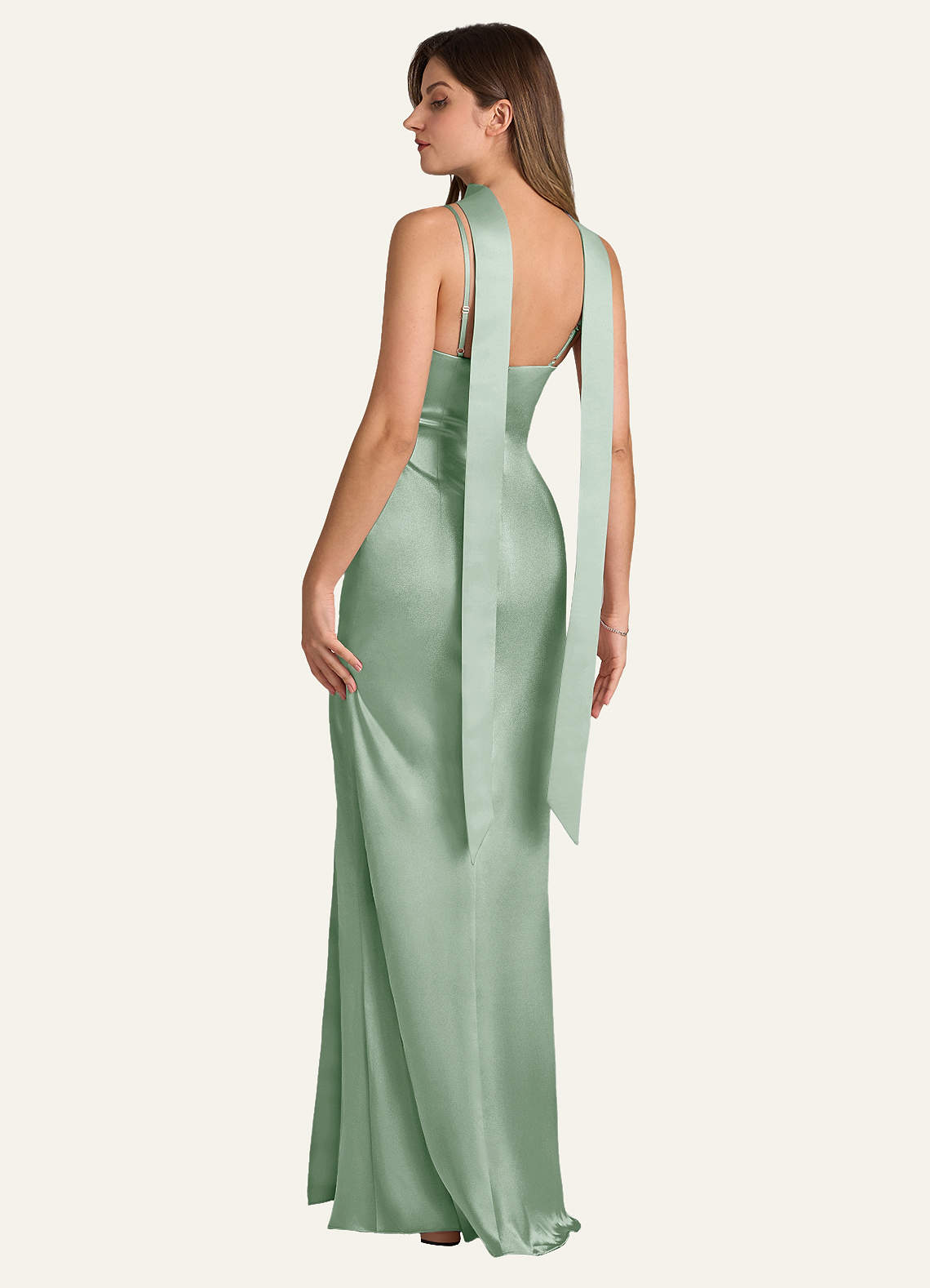 front Azazie Matching Color Matte Satin Scarf