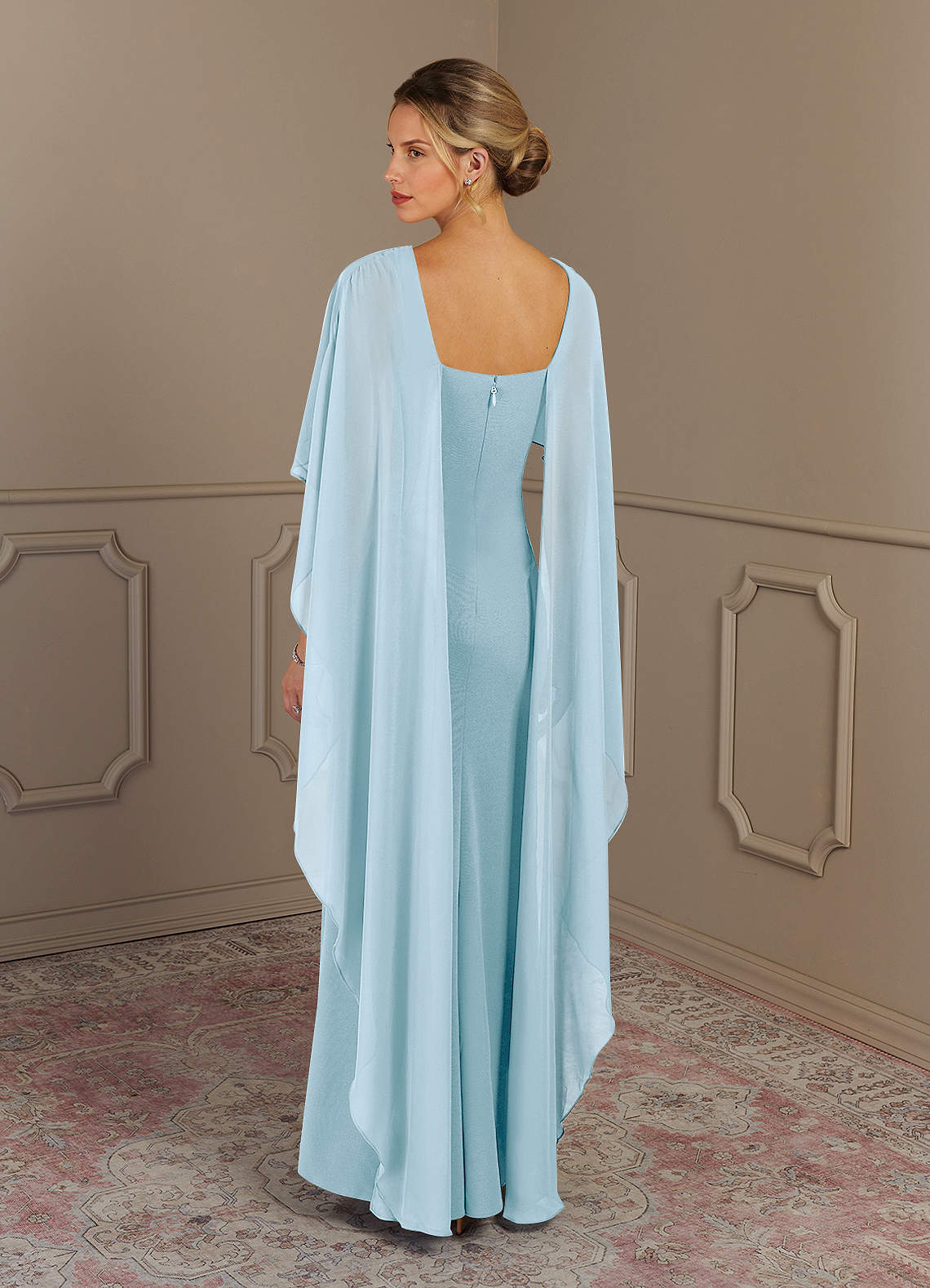 Azazie Dion vestidos de madre de la novia Vestido de Azul Cielo de Crepé elástico de Recto con Scoop image1