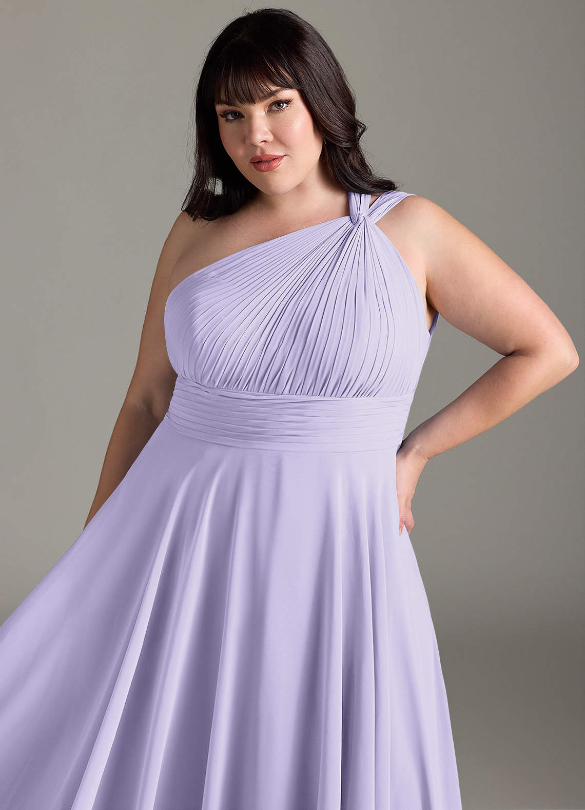 Azazie Charlize Bridesmaid Dresses Lilac A-Line One Shoulder Chiffon Dress image11