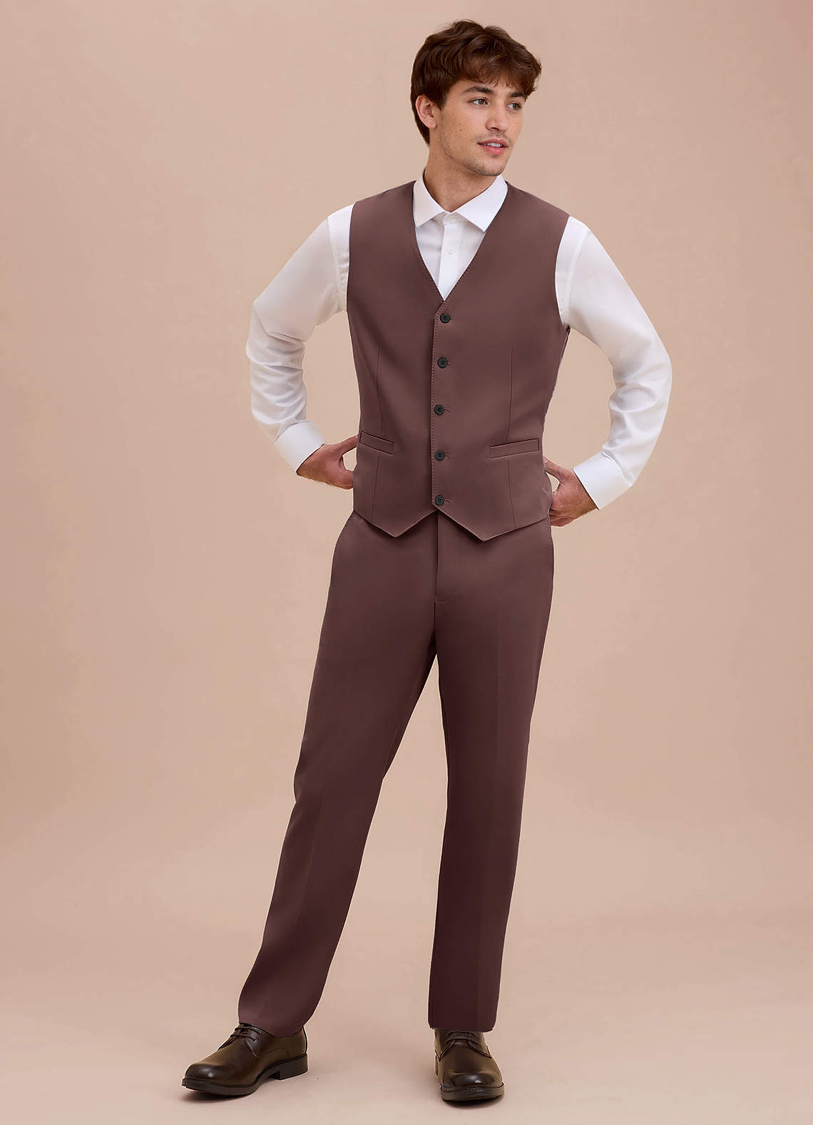 front Ethan Espresso Refined Weave Suit Vest