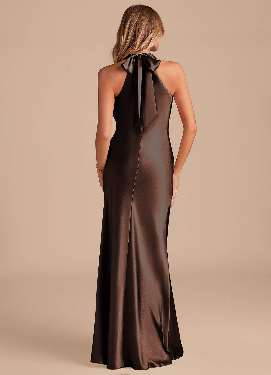 Azazie Doretta Brudtärnklänningar Klä av Sjöjungfru i Metallisk satin Rosett Ganache image5