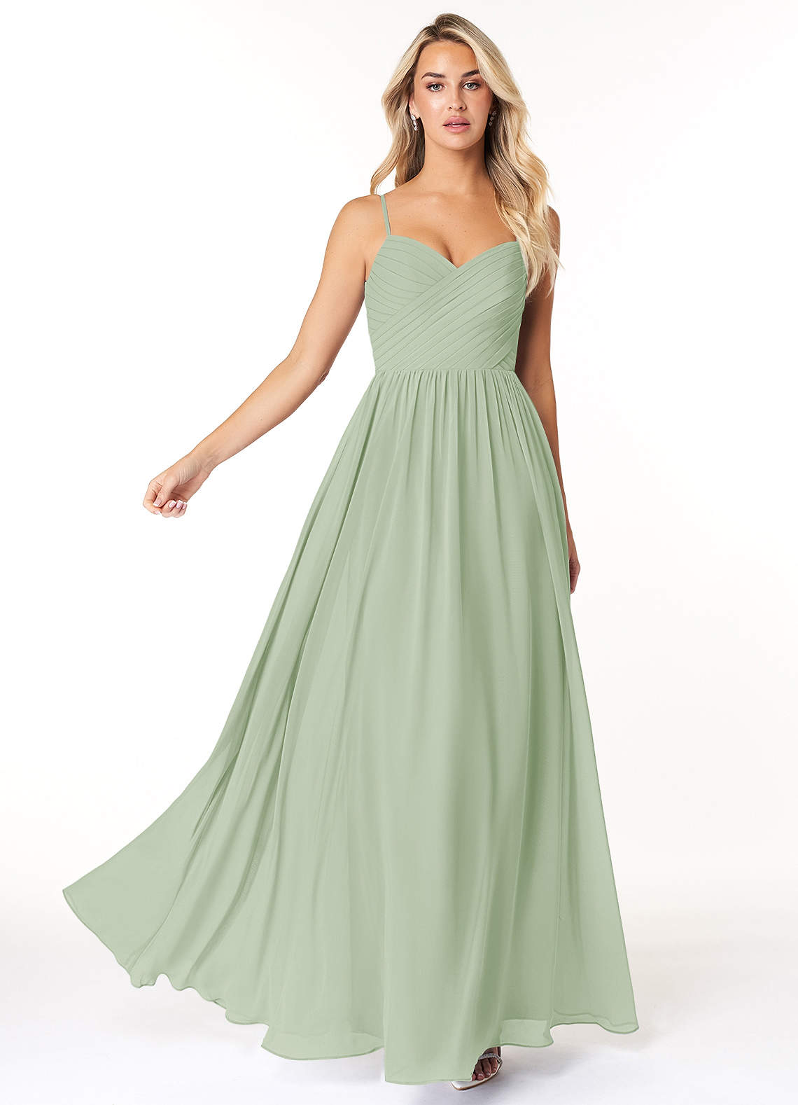 lime green maid of honor dresses Zapakasa Women Lime Deep V Neck Ruffles Wedding Guest Dress with Slit  Sheath Bridesmaid Dress main image 1