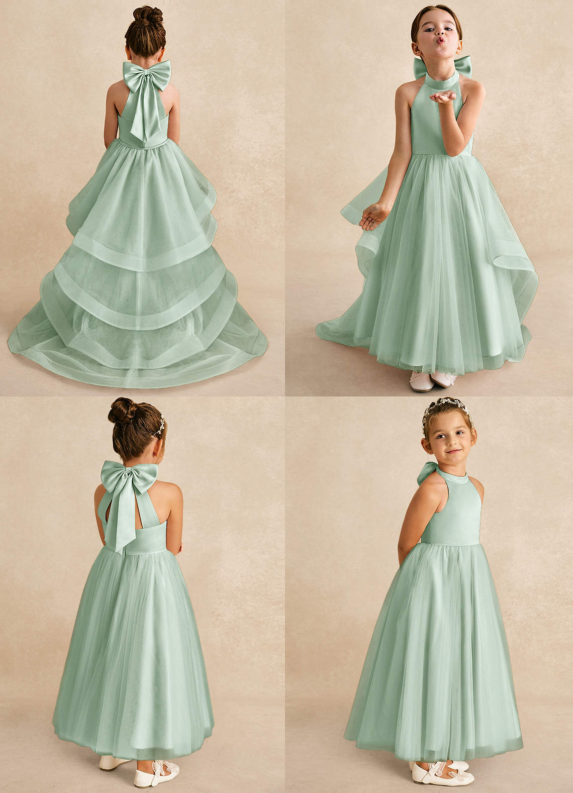 Azazie Bev Flower Girl Dresses Agave A-Line Convertible Tulle Dress image1