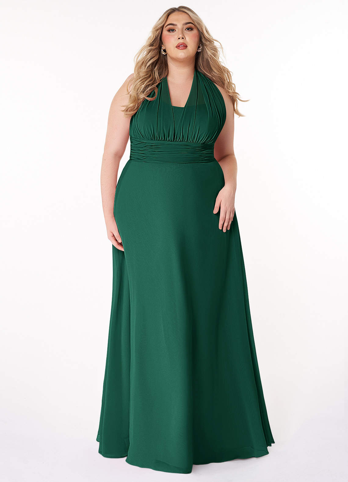 Azazie Fifi Bridesmaid Dresses Emerald A-Line Strapless Chiffon Convertible Dress image1