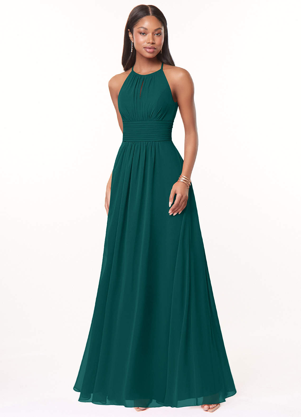 Azazie Bonnie Peacock Chiffon Bridesmaid Dresses | Azazie UK