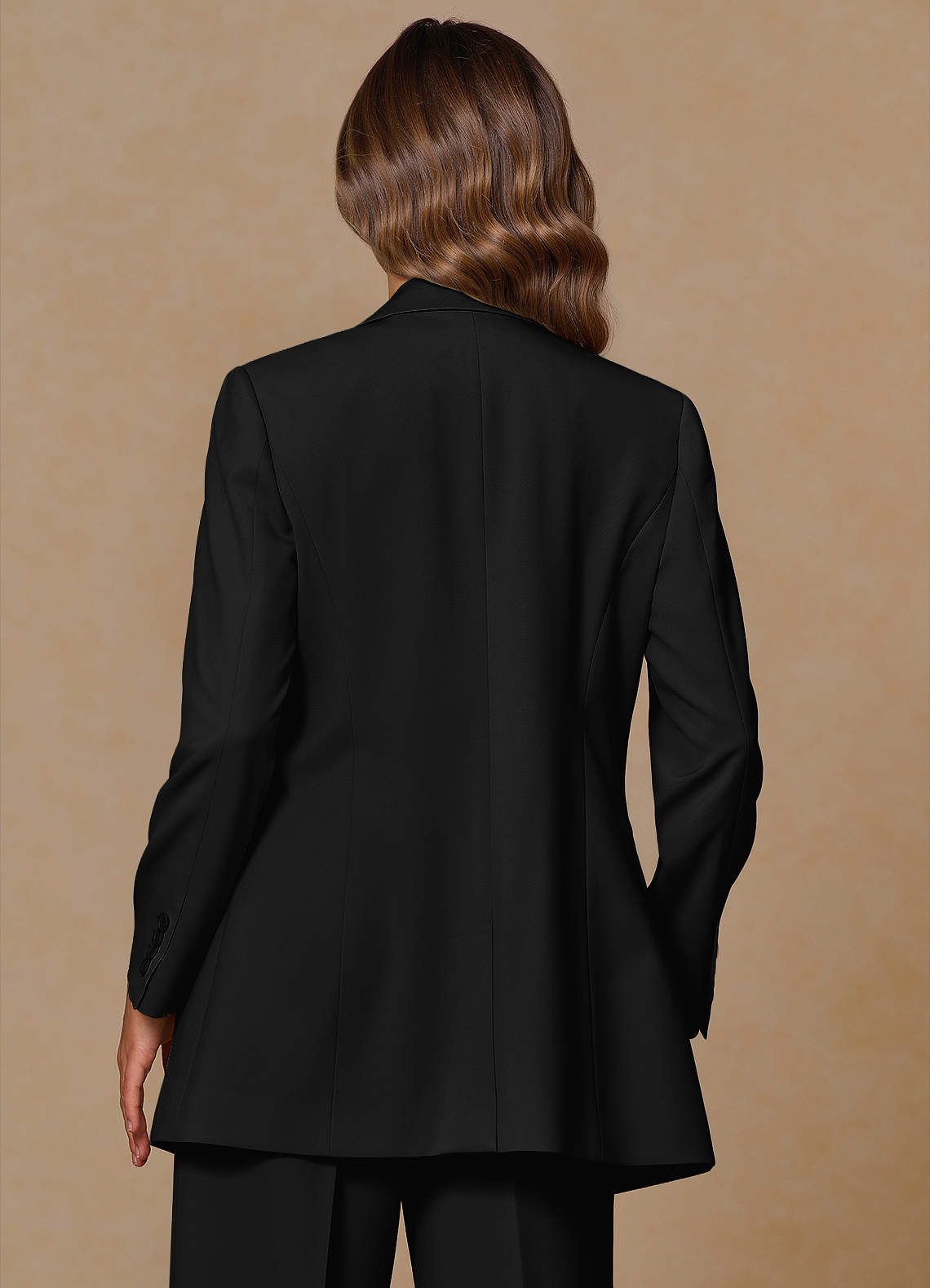 front Rowan 검은색 정교한 직조 기술로 제작된 기능성 3피스 정장