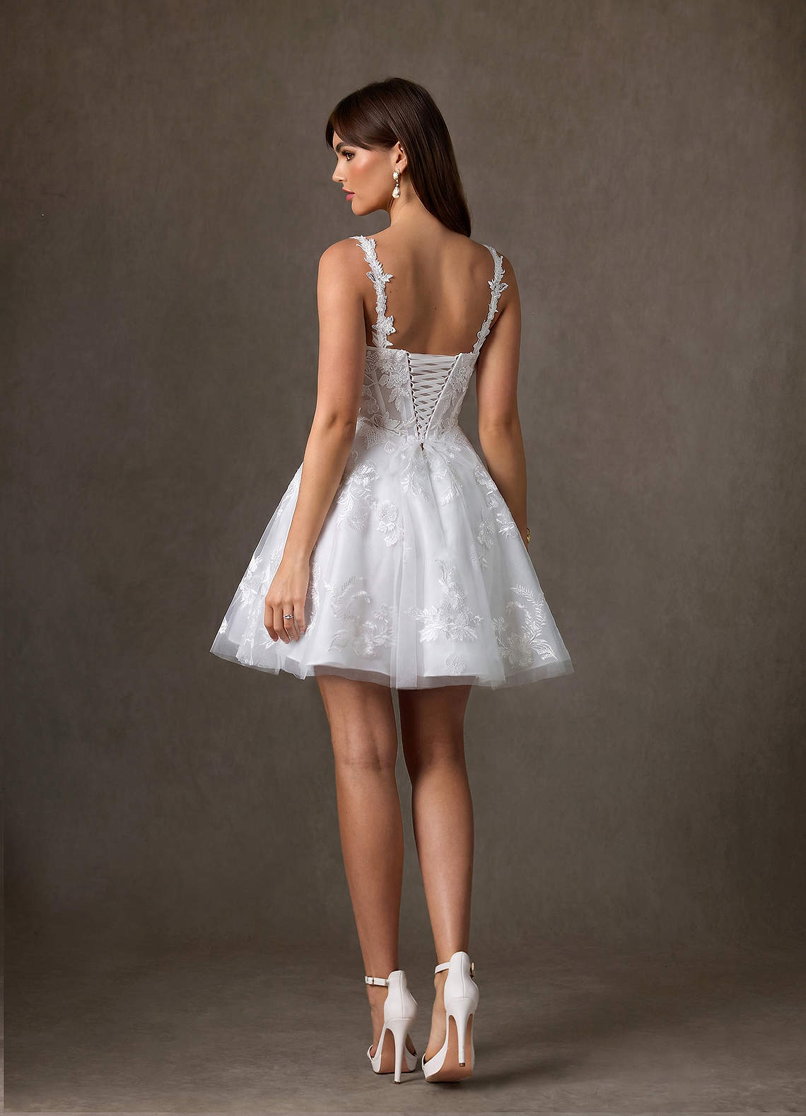 Azazie Darcy Wedding Dresses Diamond White A-Line Lace Dress image4