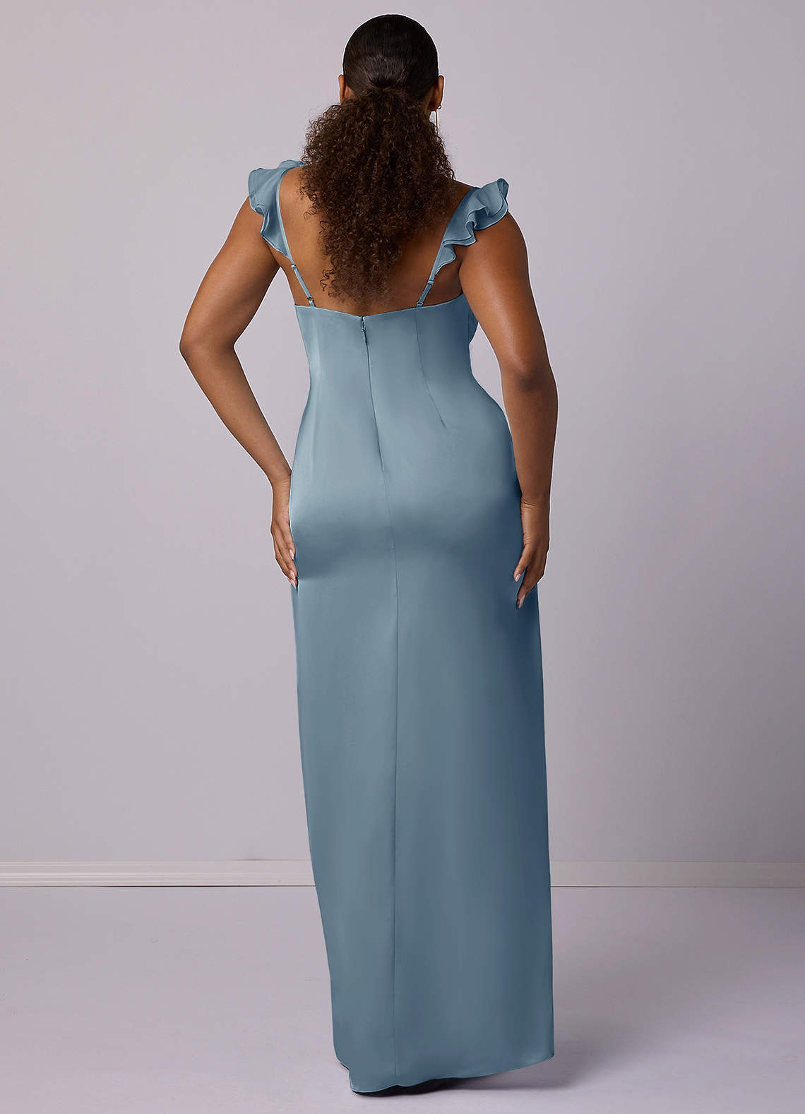 Barbie ♥ Azazie Bridesmaid Dresses Sheath Stretch Satin Floor-Length Dress image6