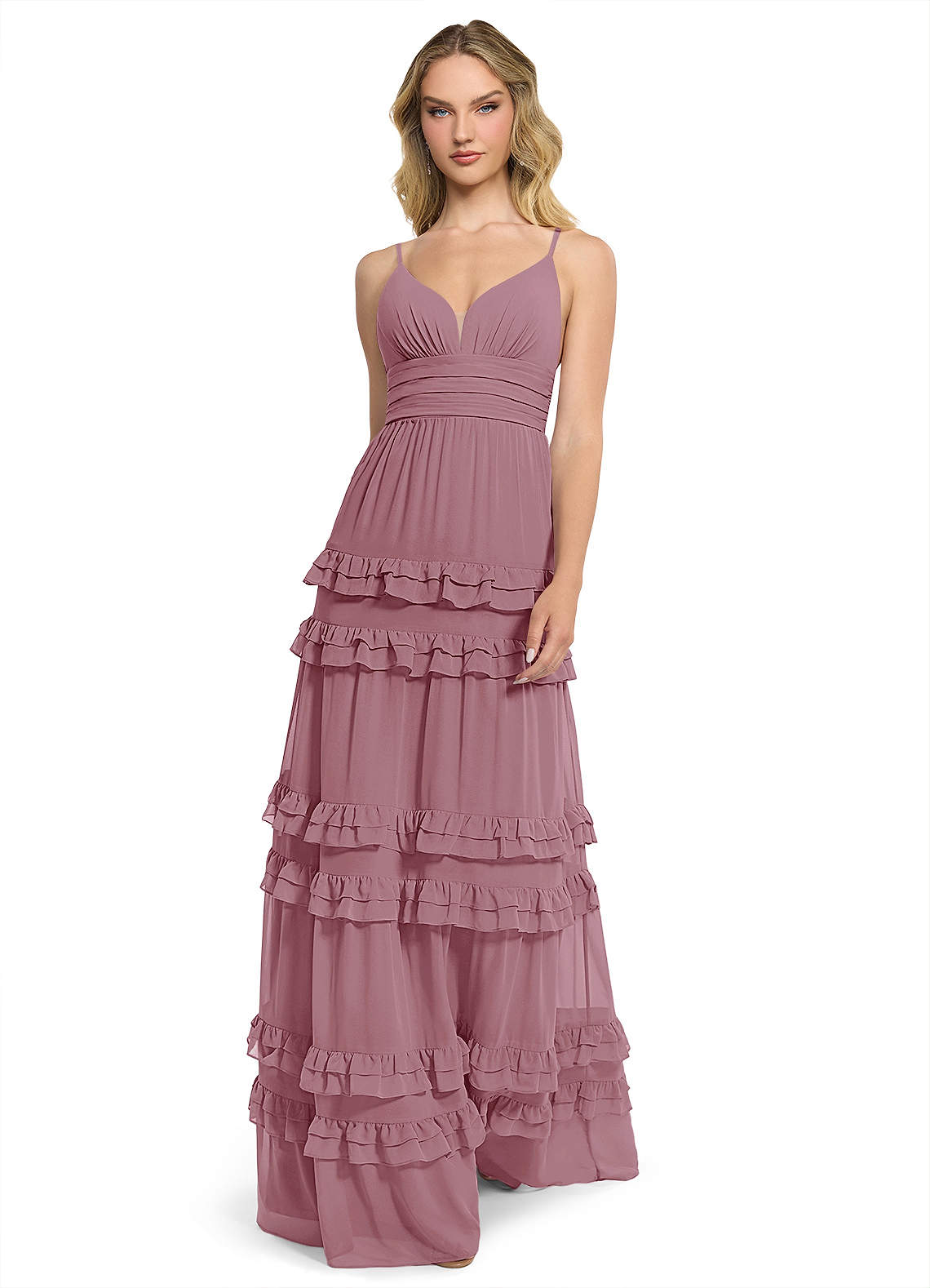 Azazie Rachel Bridesmaid Dresses Vintage Mauve A-Line Chiffon Dress image1