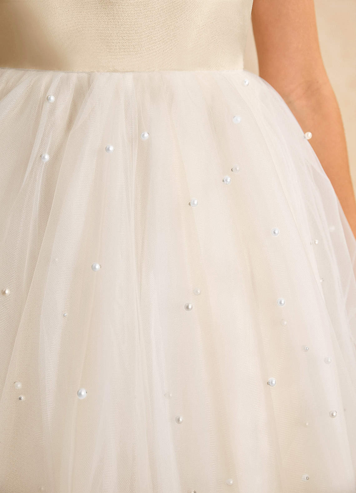 Azazie Esme Abiti da Ragazza di Fiori Abito Principessa in Tulle Fiocco Champagne image8