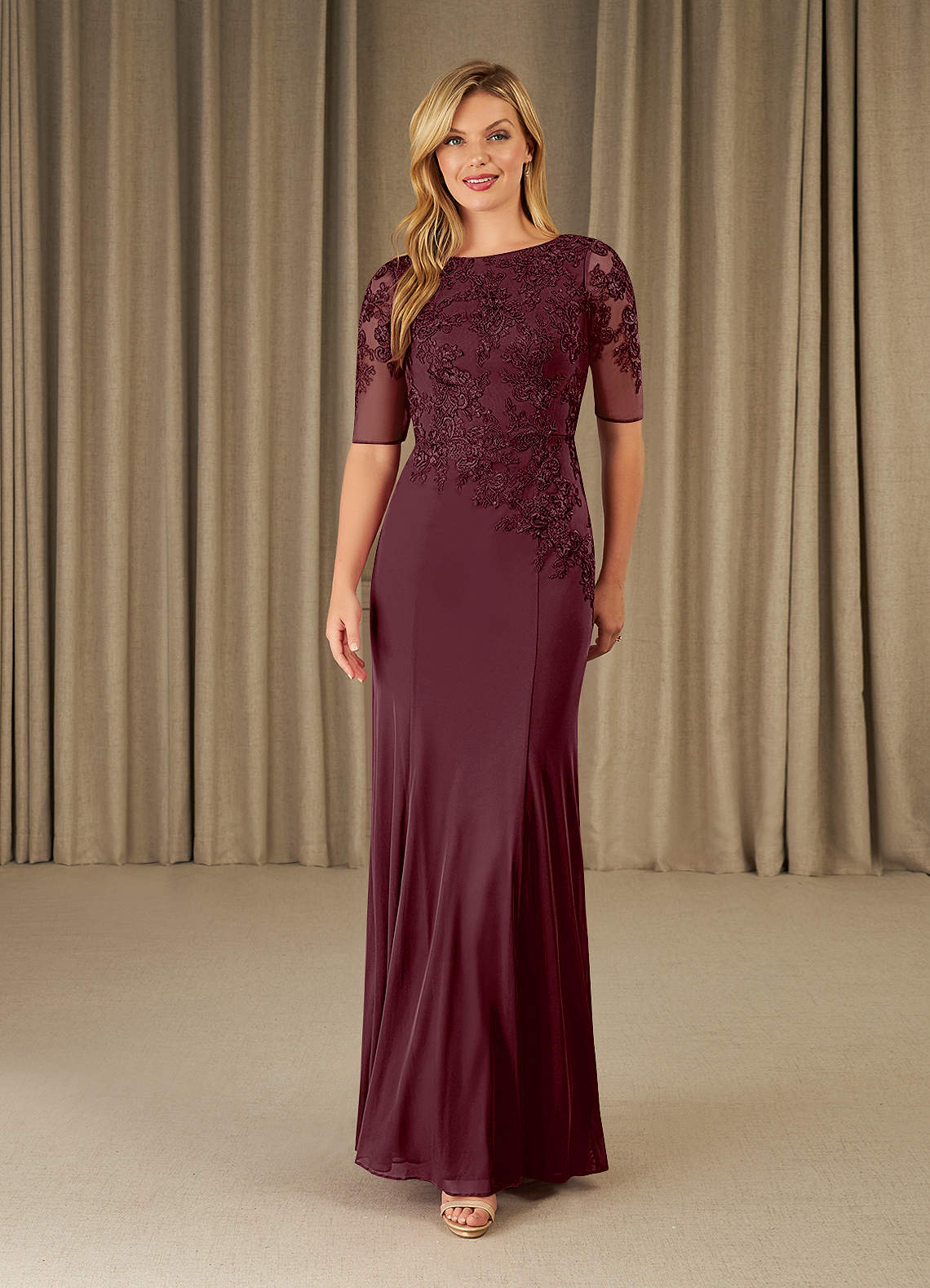Azazie Ivanna vestidos de madre de la novia Vestido de Cabernet de Encaje de Sirena image1