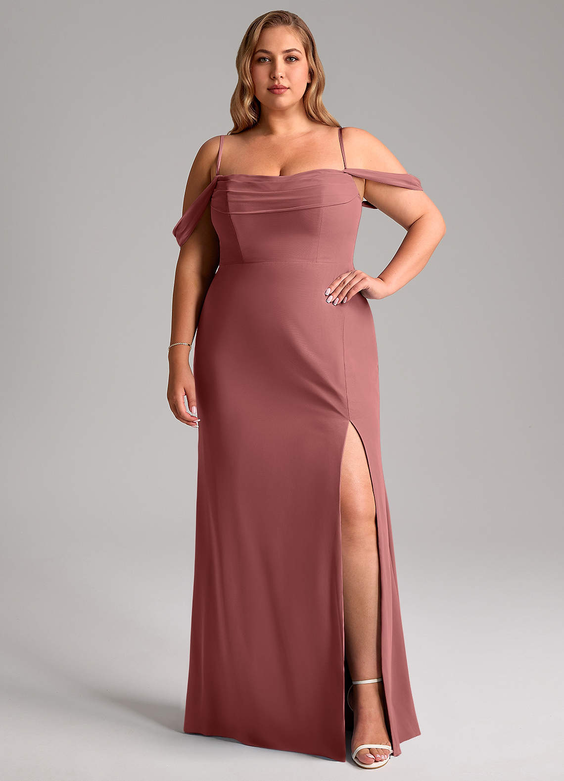 Azazie Saige Bridesmaid Dresses Amethyst A-Line Off the Shoulder Chiffon Convertible Dress image12
