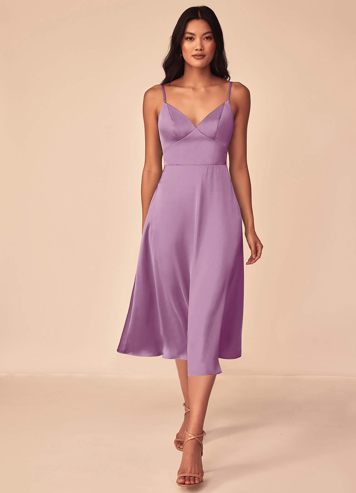 Azazie Dottie Bridesmaid Dresses Wisteria A-Line Stretch Satin Dress image1