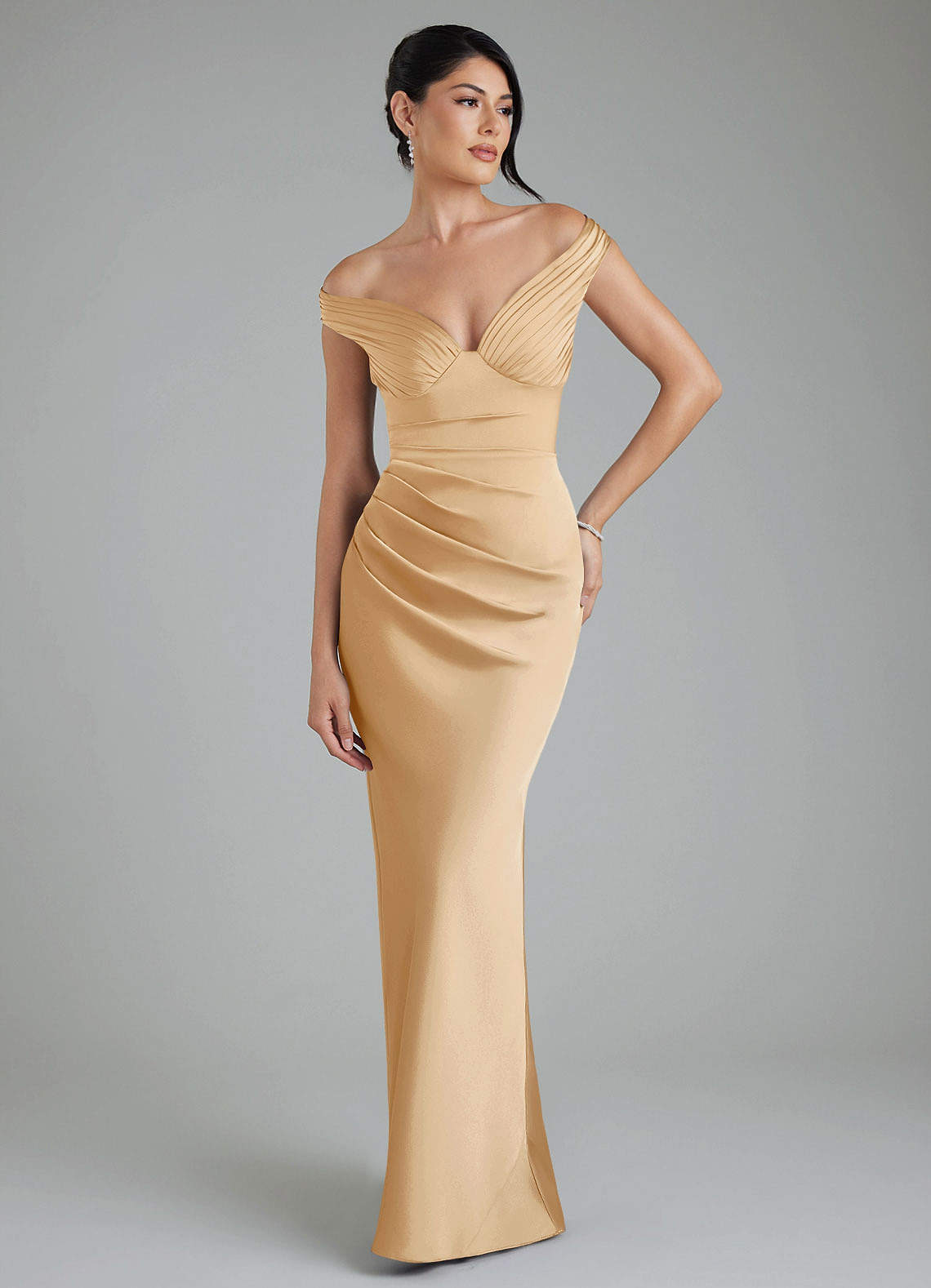 Azazie Stella Gold Stretch Satin Bridesmaid Dresses