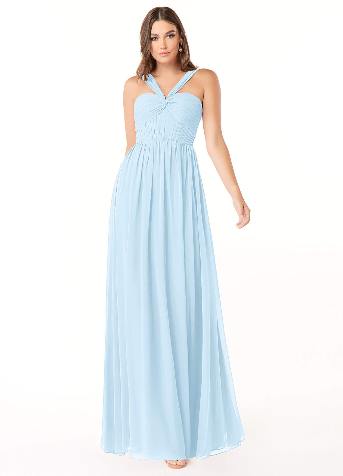 Azazie Dionne Bridesmaid Dresses Sky Blue A-Line Corset Chiffon Dress image1