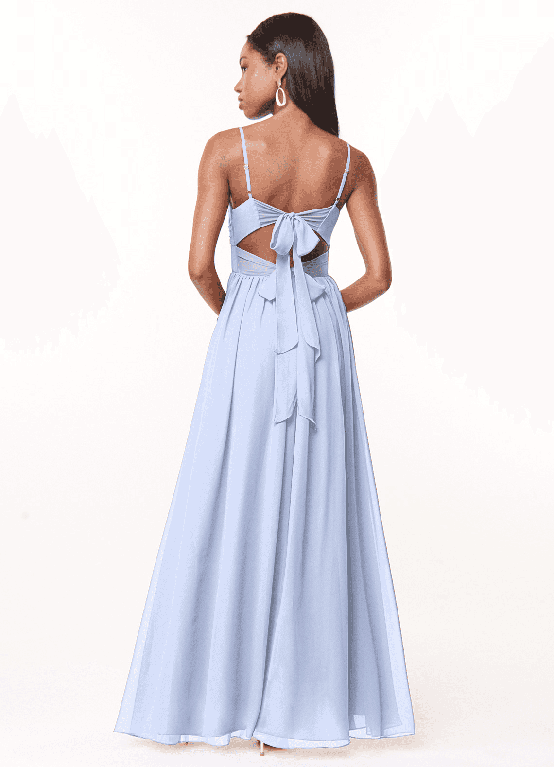 Azazie Zeya Bridesmaid Dresses Ice A-Line V-Neck Pleated Chiffon Dress image2
