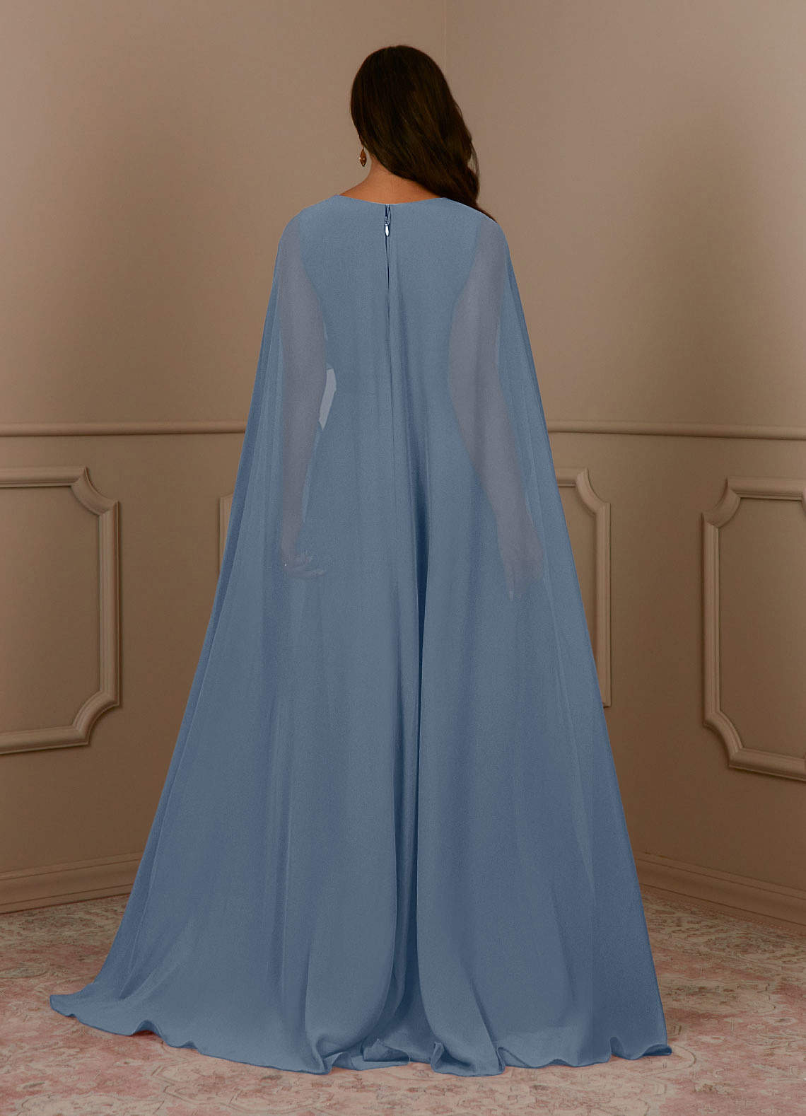 Azazie Isa Mother of the Bride Dresses Twilight A-Line V-Neck Pleated Chiffon Dress image3