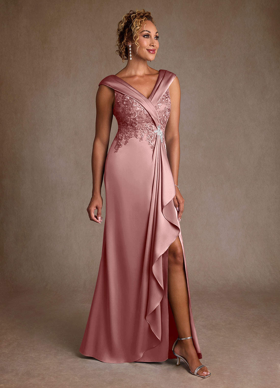 Azazie Santa Monica Dusty Rose A-Line Lace Dress | Azazie