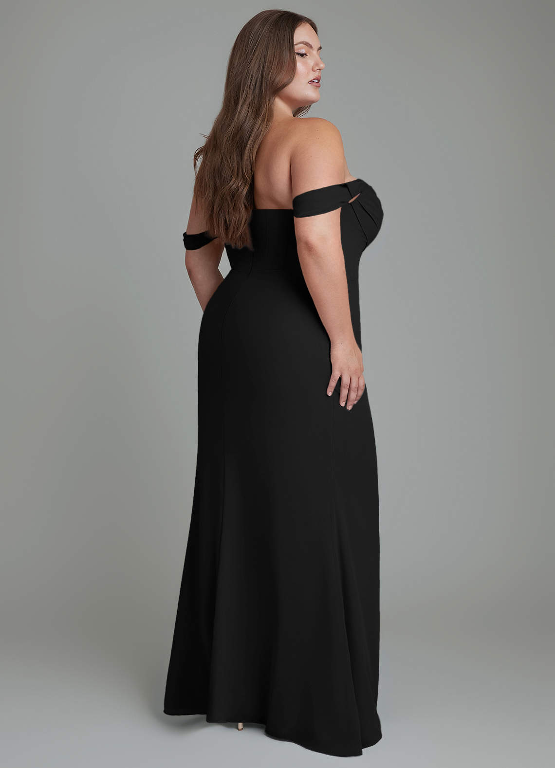 Azazie Johana Bridesmaid Dresses Black Mermaid Off the Shoulder Chiffon Convertible Dress image8