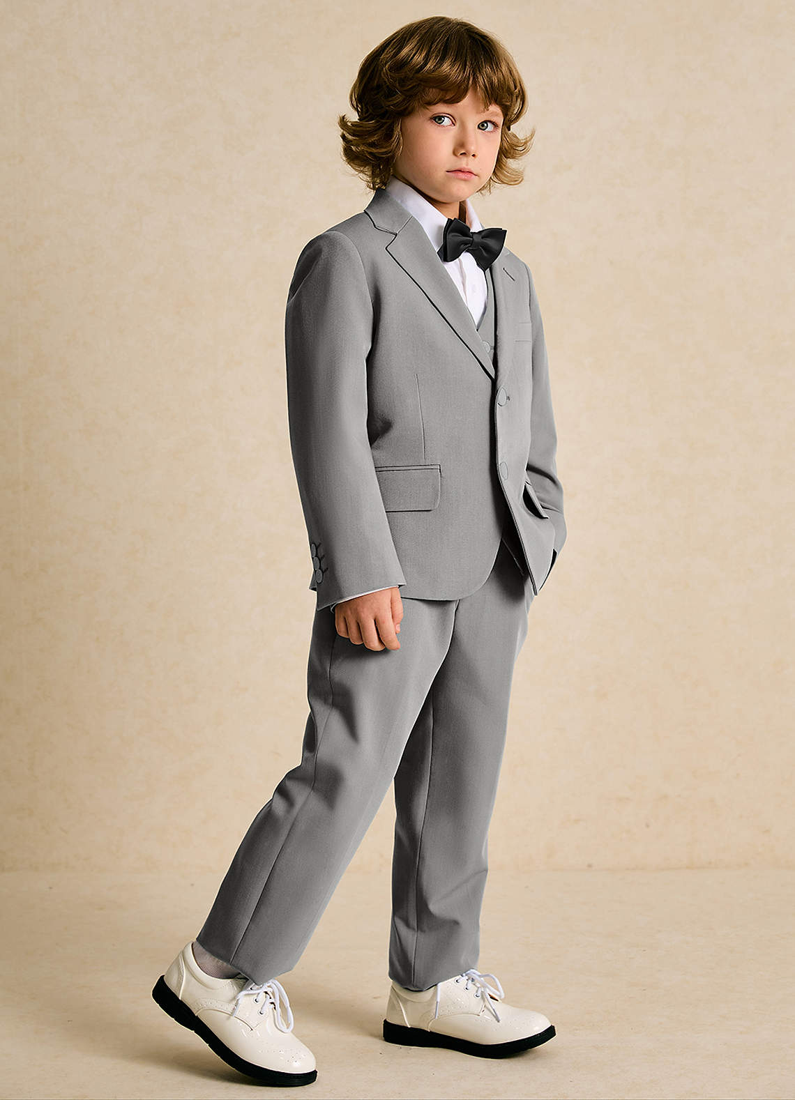 front Oliver Boys Grey 5-Piece Suit