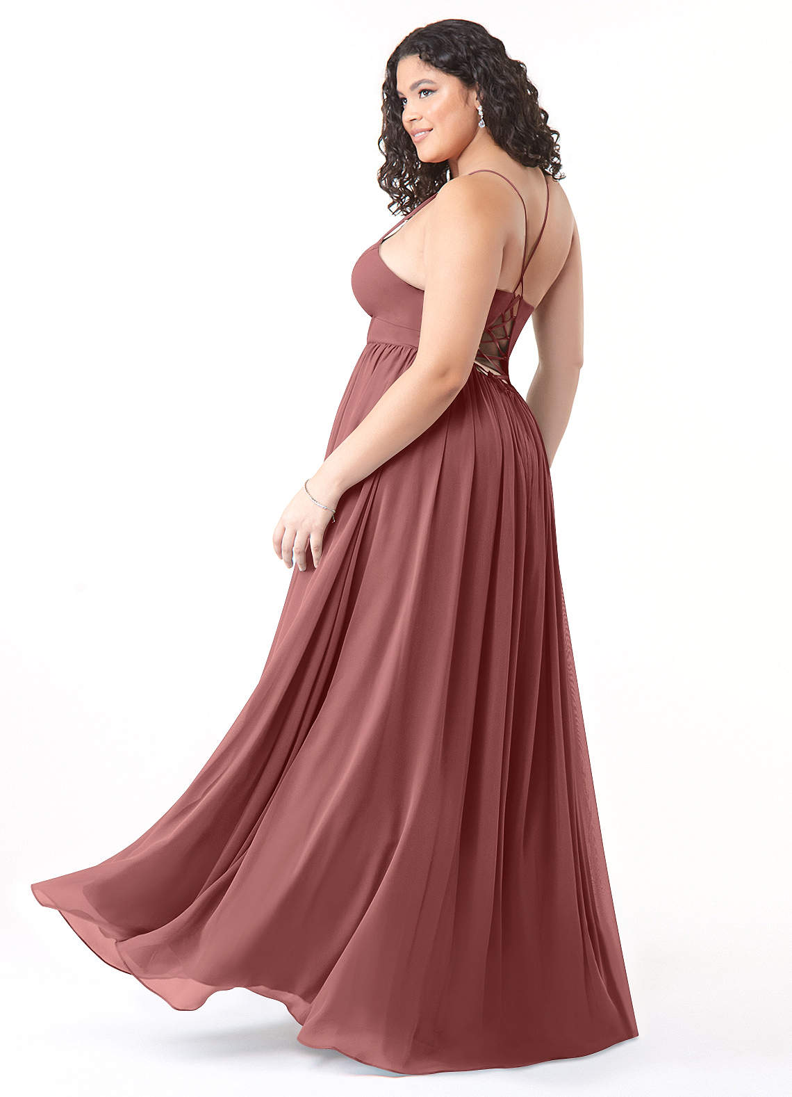 Azazie Aaida Jurken voor bruidsmeisjes Jurk van Chiffon met A-Lijn Korset Amethist image9