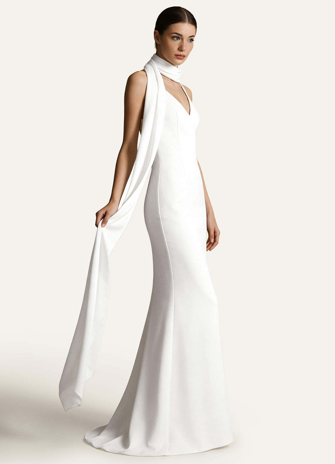 front Azazie Stretch Satin Bridal Scarf Extra Long