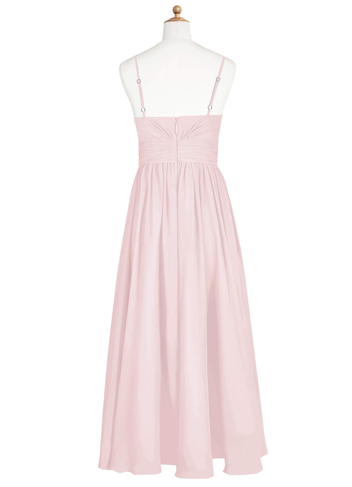 Azazie Catalina Junior Blushing Pink A-Line Ruched Chiffon Dress image6