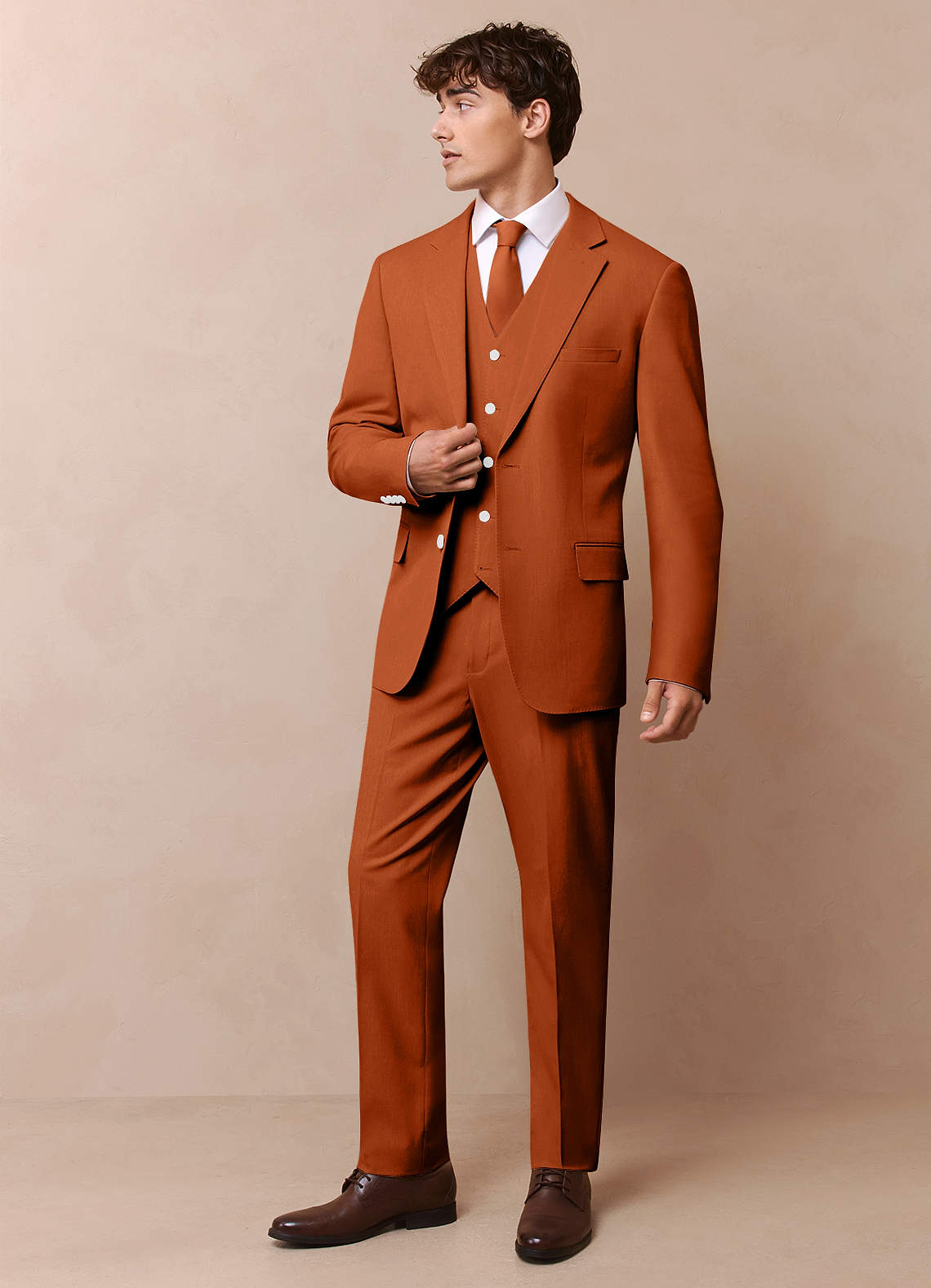 front James Burnt Orange Structured Stretch Dress Pants