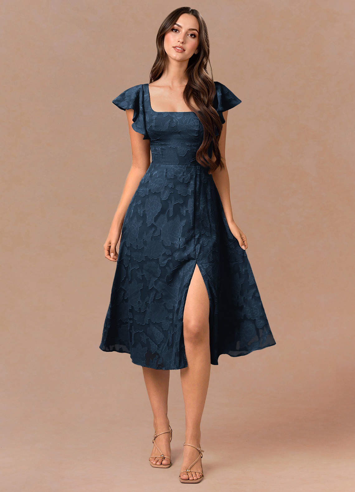 Talia Navy Midi Dress | Azazie