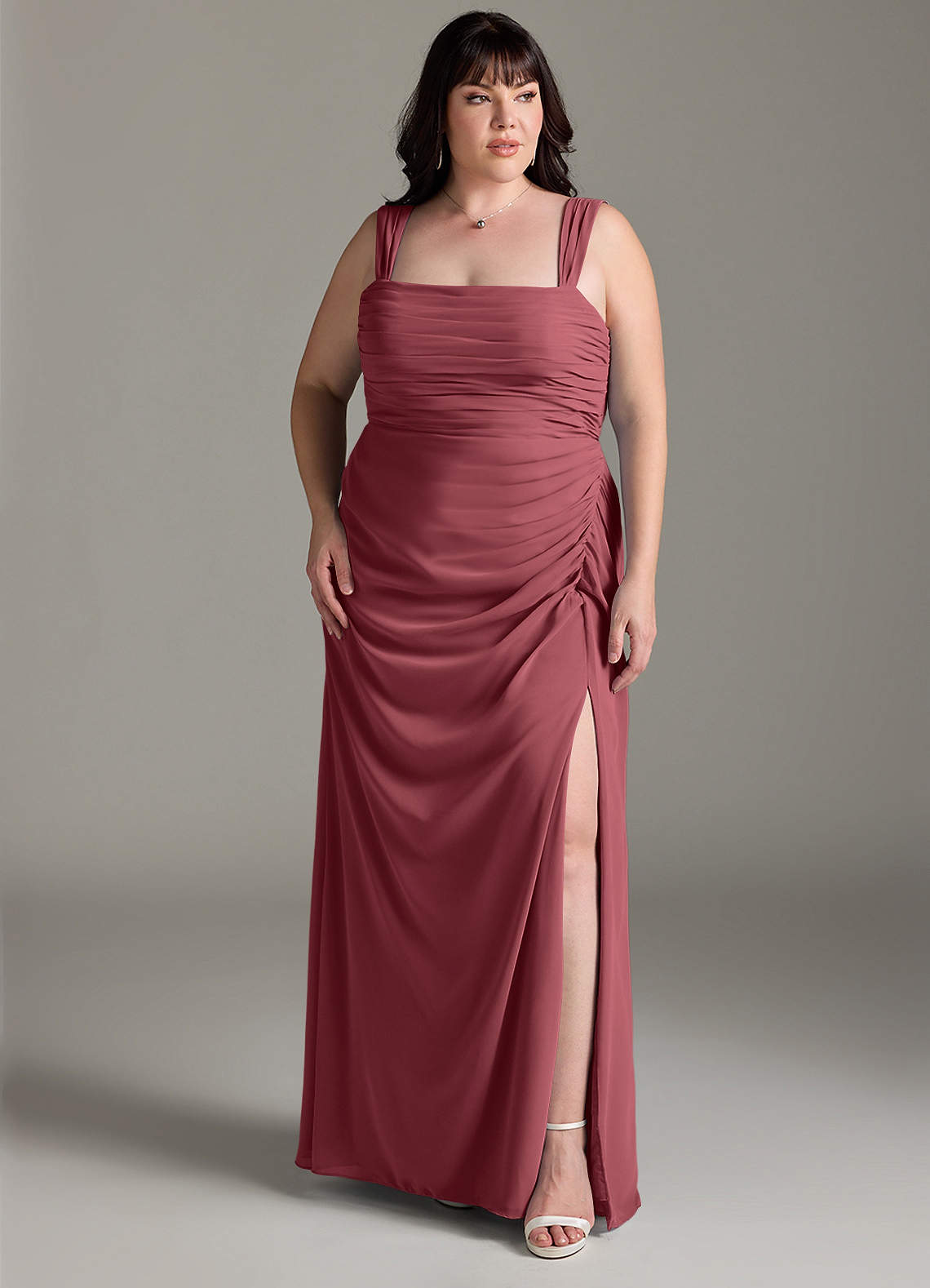 Azazie Jesaphine Bridesmaid Dresses Merlot Sheath Bow Chiffon Dress image8