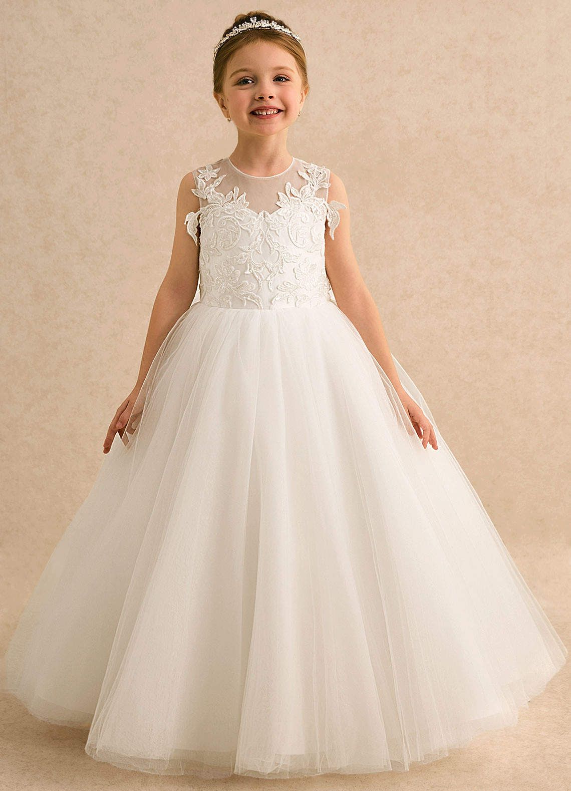 Azazie Aurora Ivory A-Line Sleeveless Tulle Dress Ready to Ship | Azazie UK