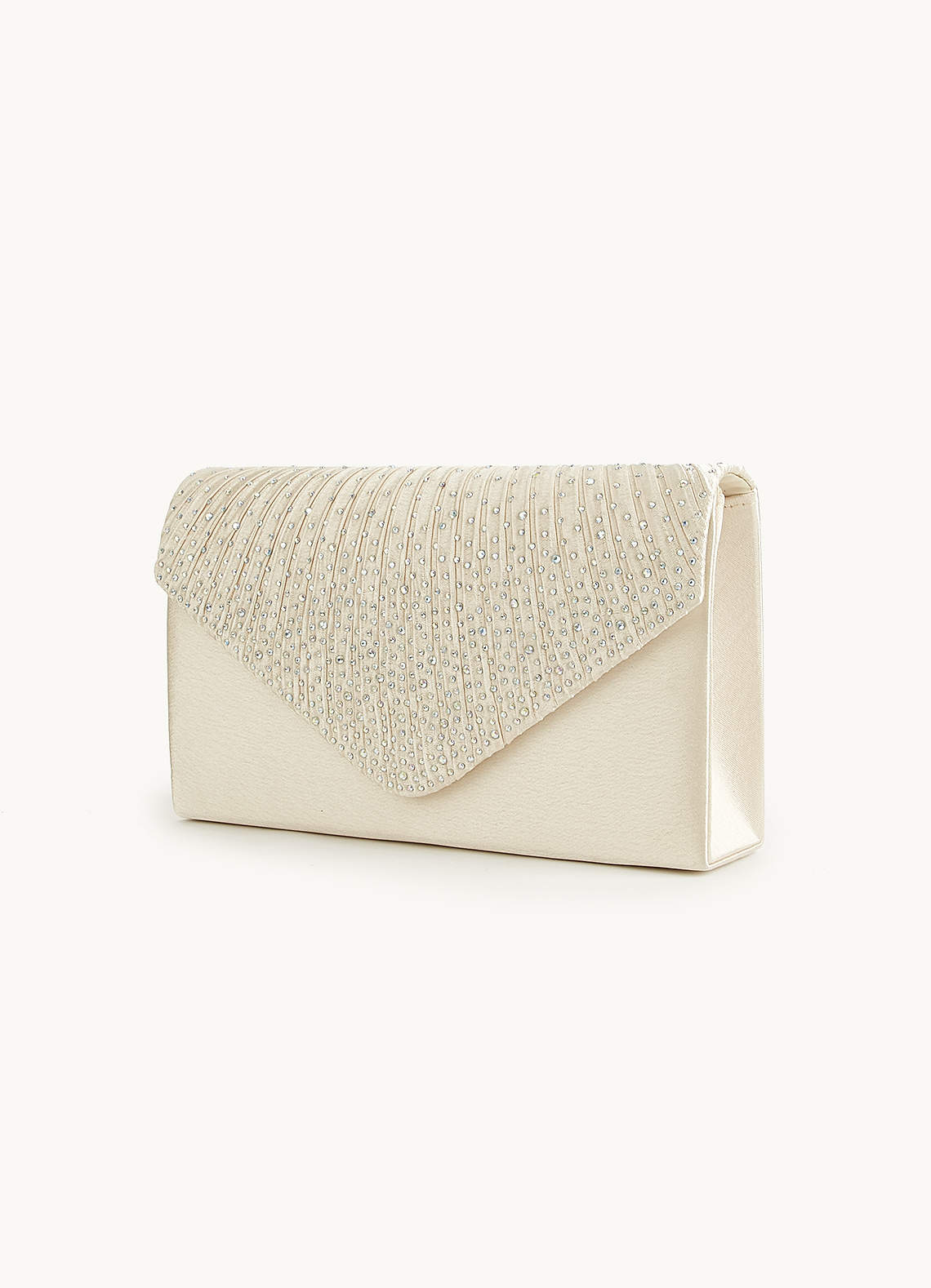 front Rhinestone Satin Clutch Bag