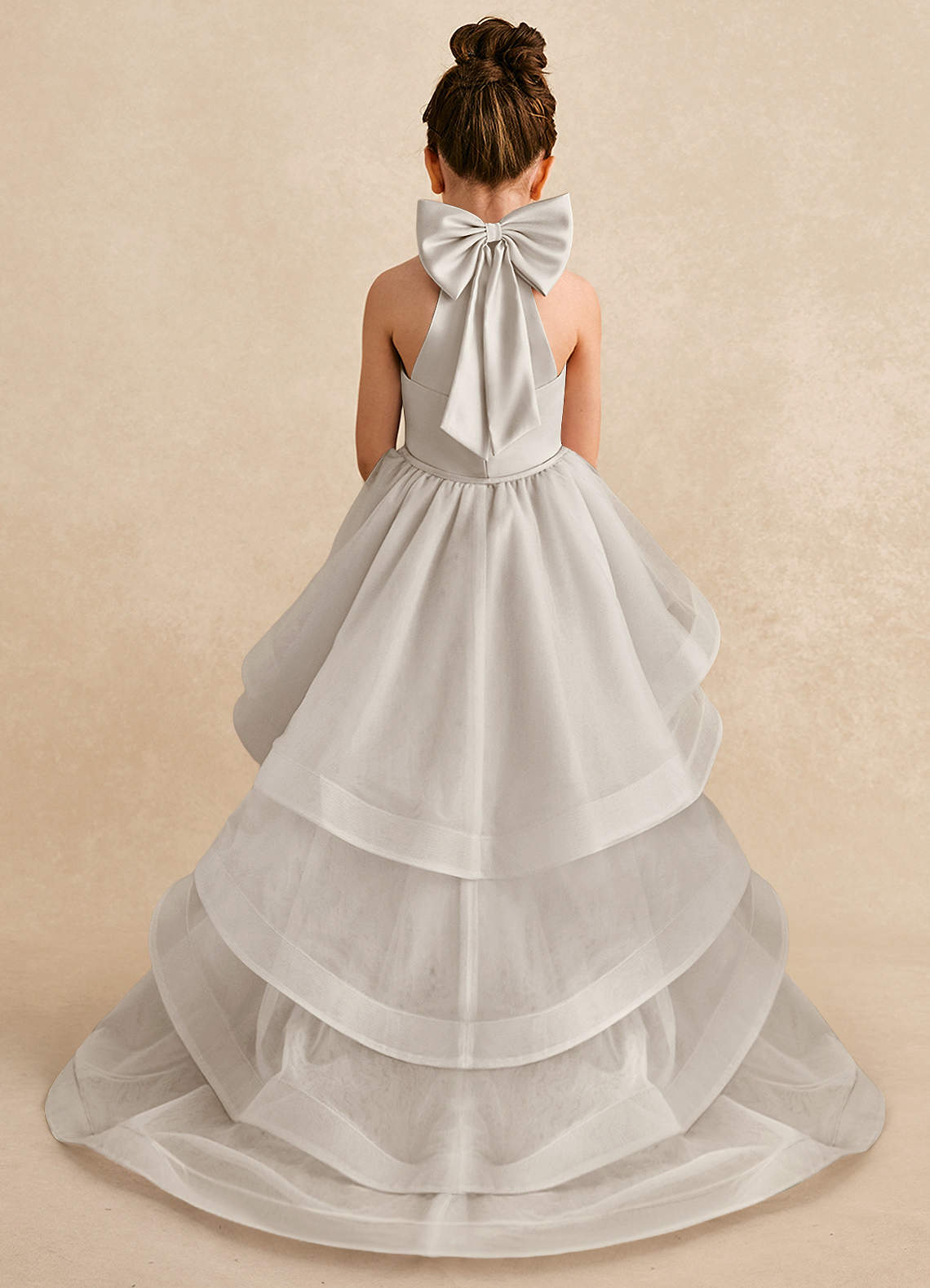 Azazie Bev Blumenmädchenkleider A-Linie Cabrio Tüll Kleid Frost image1