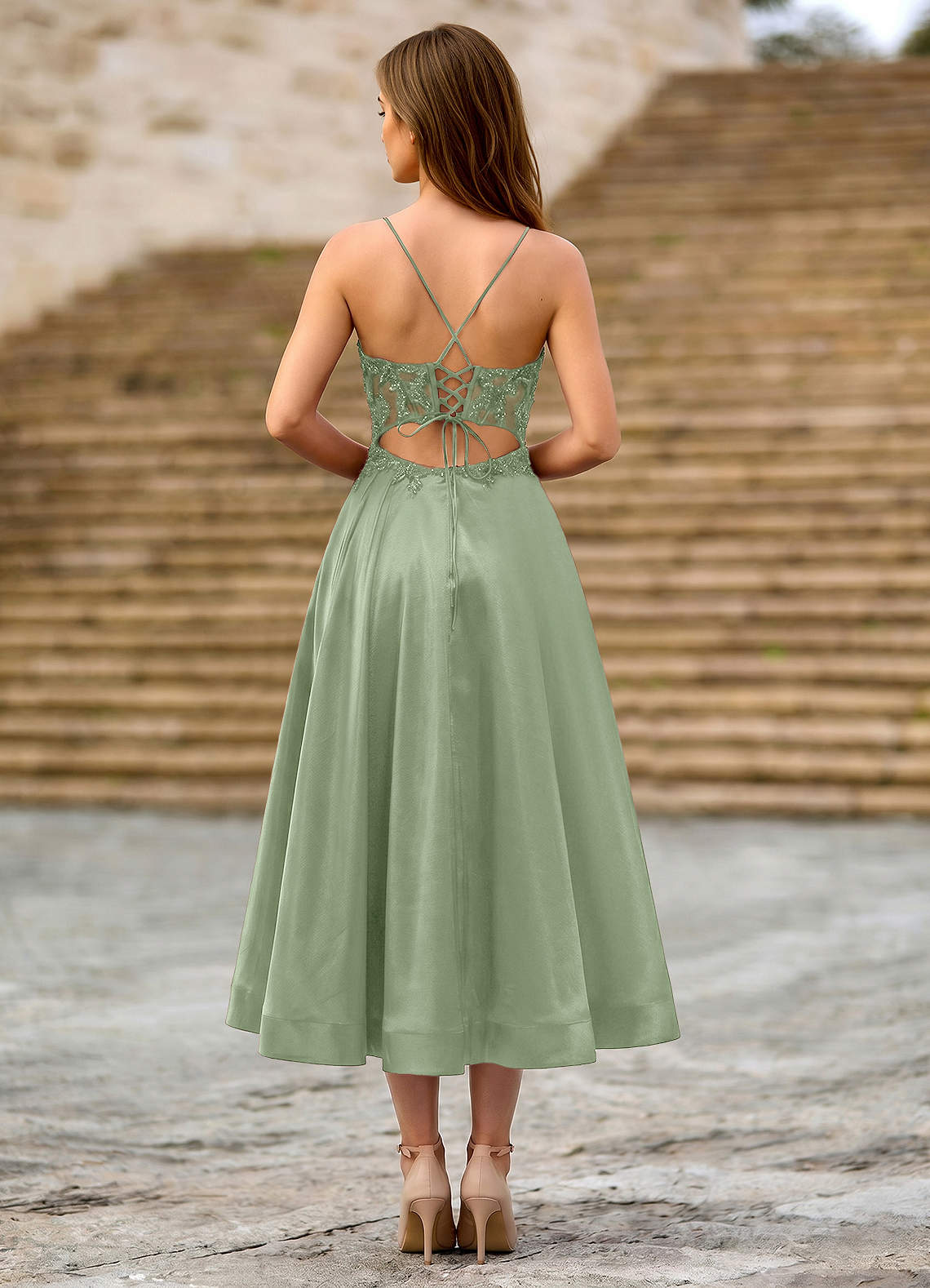 sage green sequin bridesmaid dress Cemtine Lace Embroidery Satin Wedding Guest Abide1