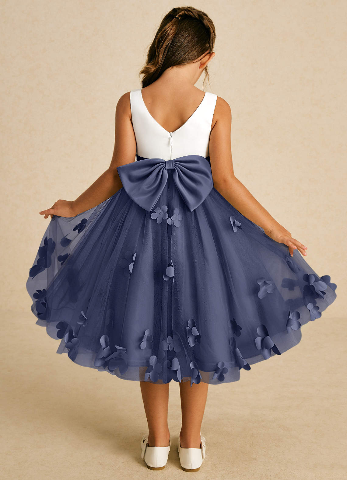 Azazie Sprout Flower Girl Dresses Stormy A-Line Bow Tulle Dress image1