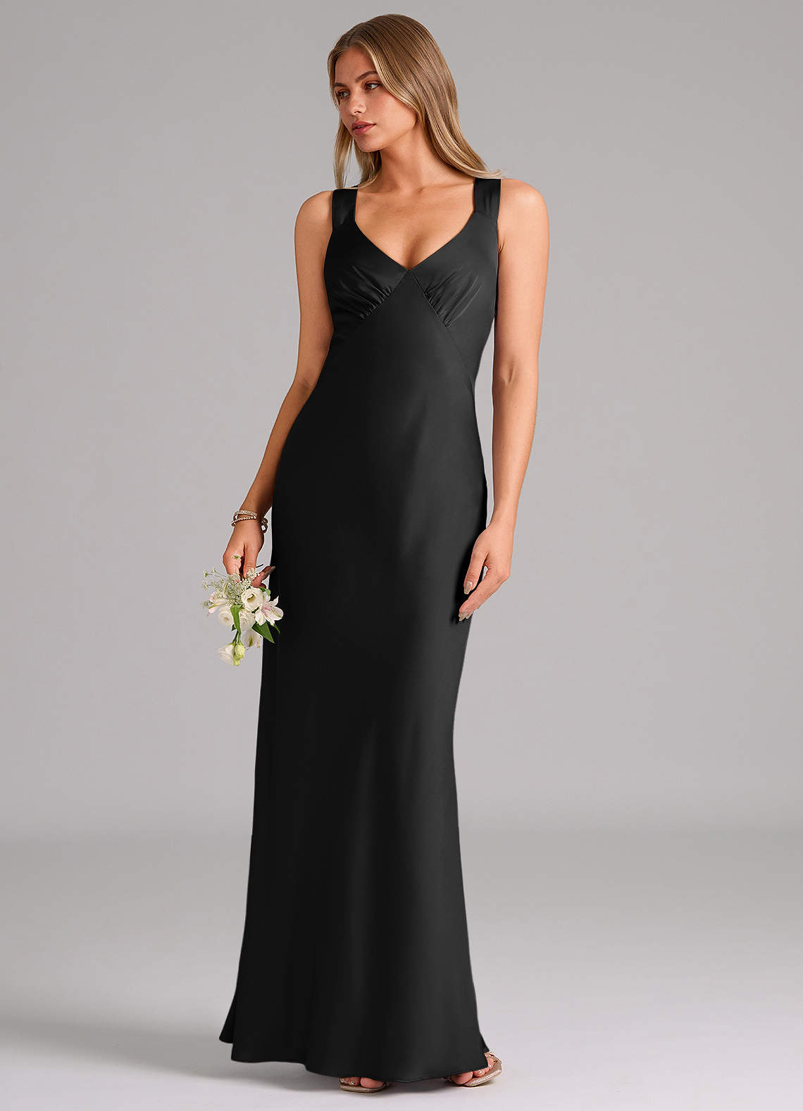 Azazie Kamila Black Stretch Satin Bridesmaid Dresses | Azazie Azazie Kamila Black Stretch Satin Bridesmaid Dresses | Azazie