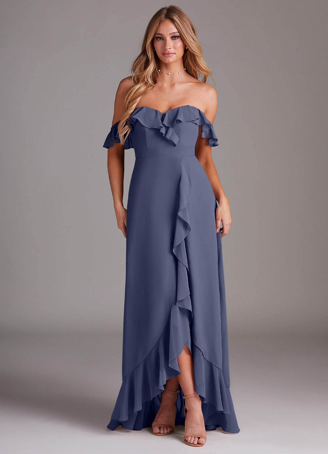 Azazie Lyra Bridesmaid Dresses Stormy A-Line Chiffon Convertible Dress image1