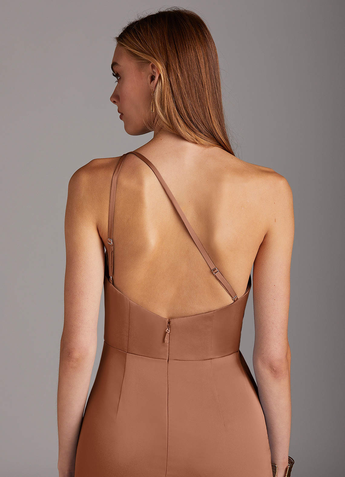 Azazie Mika Ready to Ship Bronzer Stretch Satin Bridesmaid Dresses