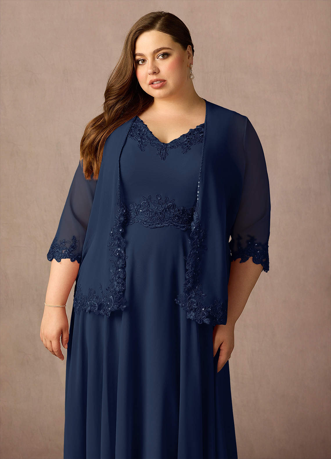 Azazie Devana Mother of the Bride Dresses Dark Navy A-Line Sequins Chiffon Dress image7